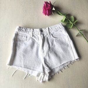 H&M High Waisted White Denim Shorts
